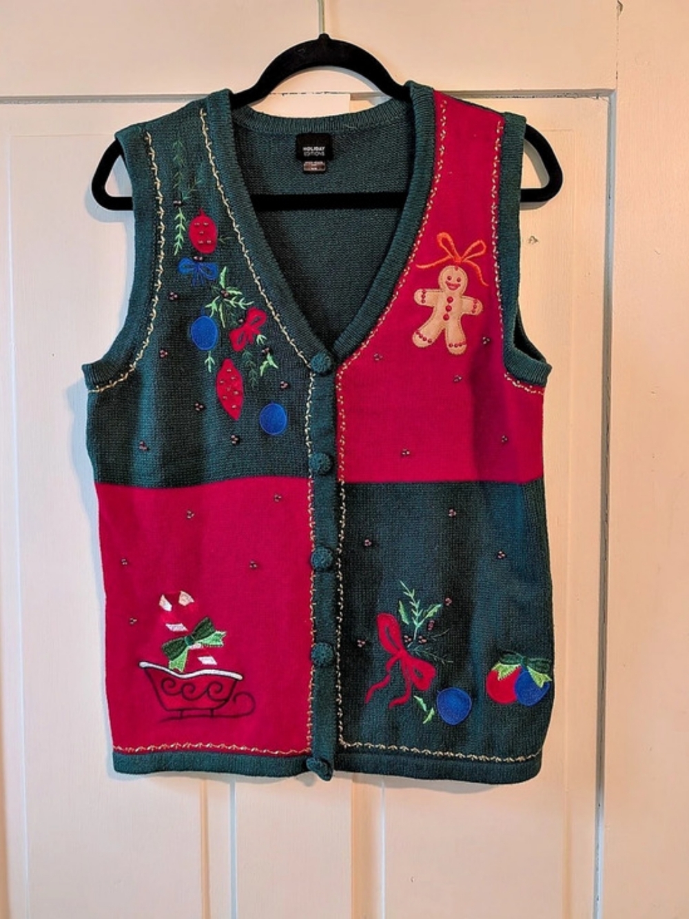 Holiday Collection Color Block Christmas Holiday Sweater Vest Size Medium